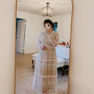 COPY - White and tan midi dress